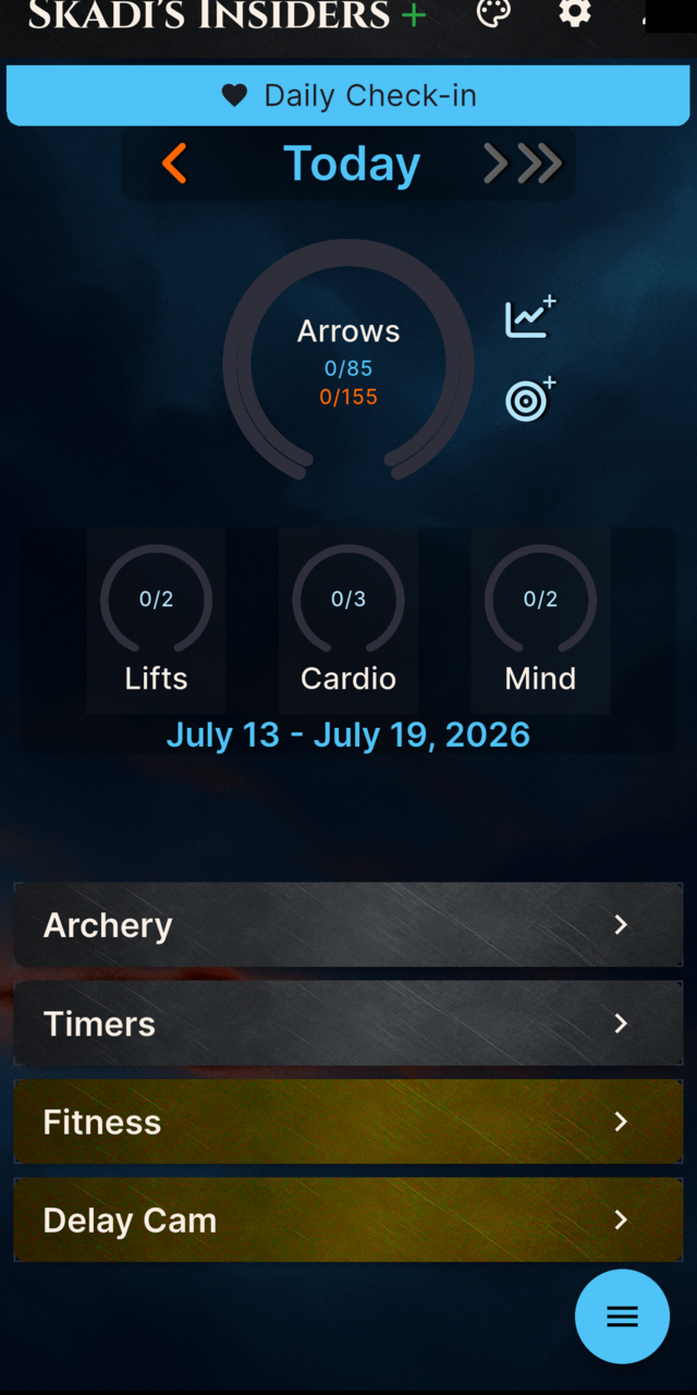 The athlete app home screen with a blue Daily Check-in banner at the top
